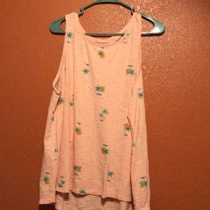 Palm tree sunset summer tank top